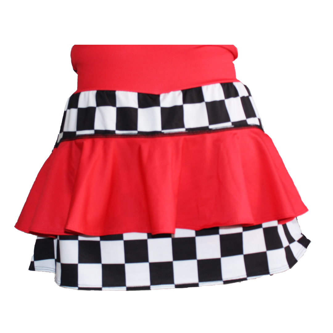 Red top running skirt
