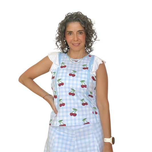 Gingham Cherries Flowy Flutter Tank 🍒  13.1 MILES