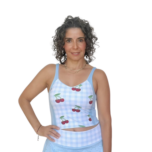 Gingham Cherries Reversible Crop Top 🍒 13.1 MILES